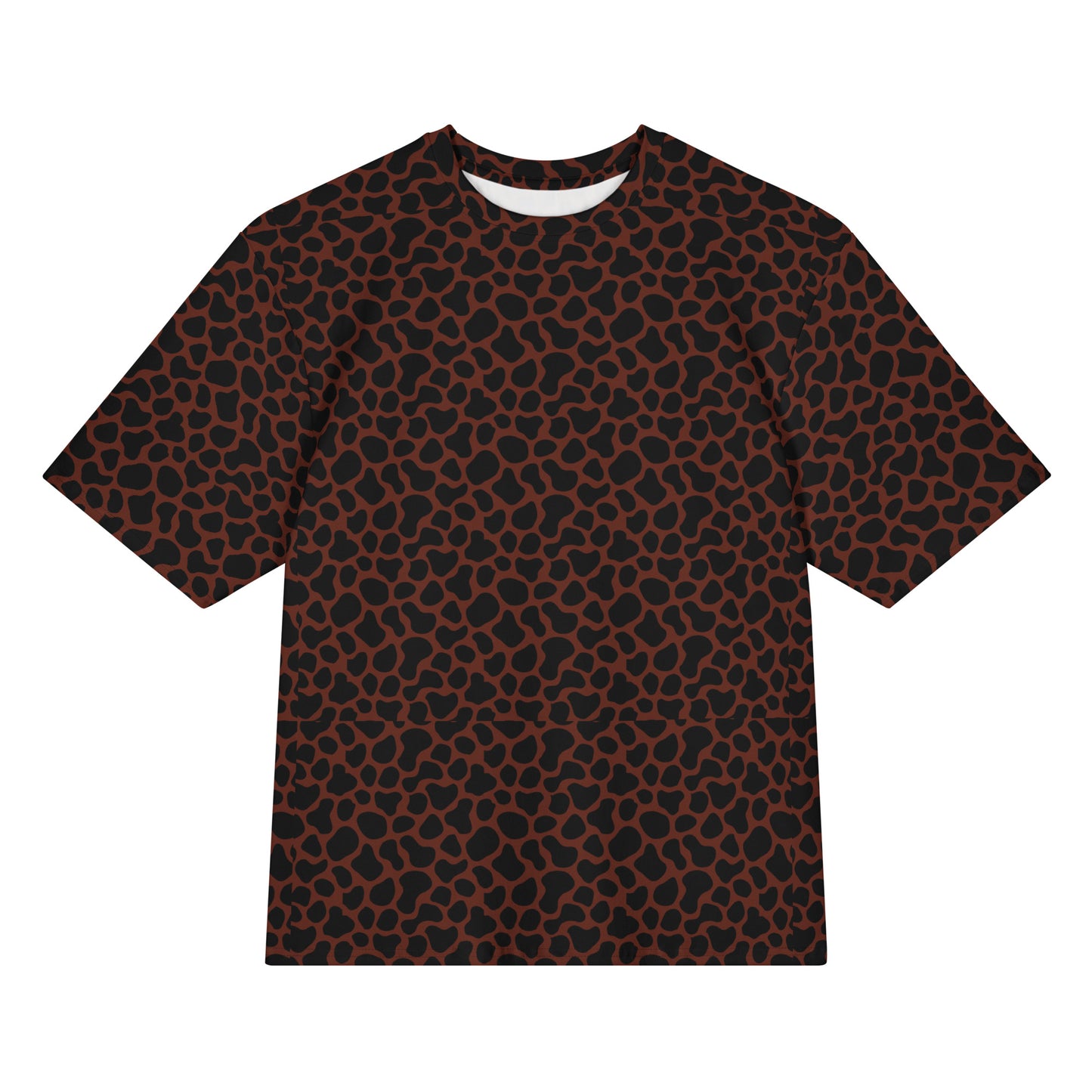 Stylish Brown Giraffe Print Oversized Cotton T-Shirt for Casual Wear