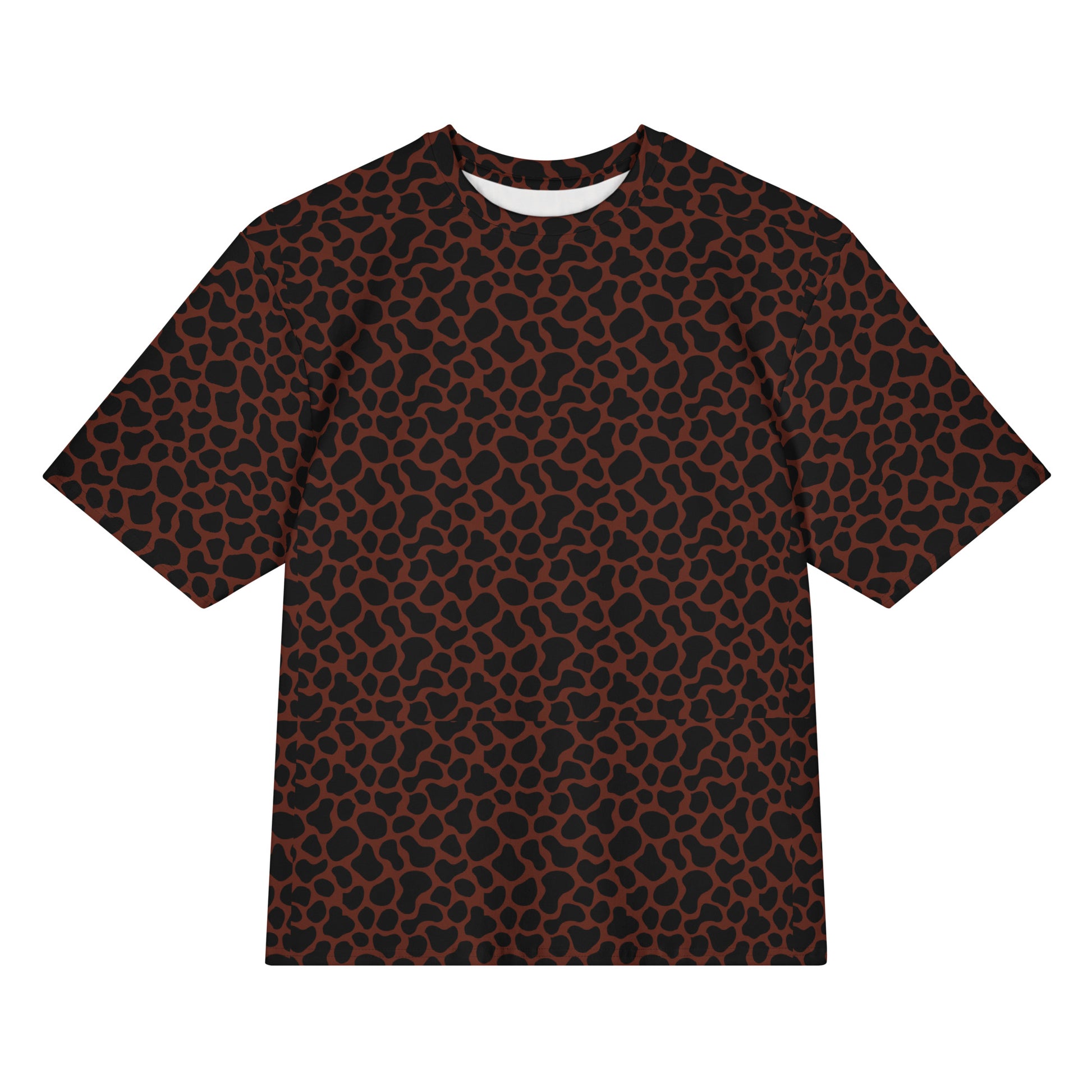 Stylish Brown Giraffe Print Oversized Cotton T-Shirt for Casual Wear