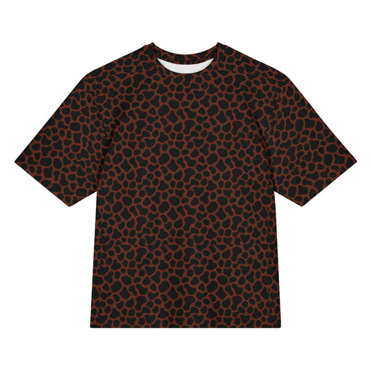 Stylish Brown Giraffe Print Oversized Cotton T-Shirt for Casual Wear