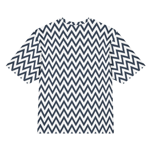 Stylish Chevron Zigzag Geometric Oversized Cotton T-Shirt for Casual Street Wear