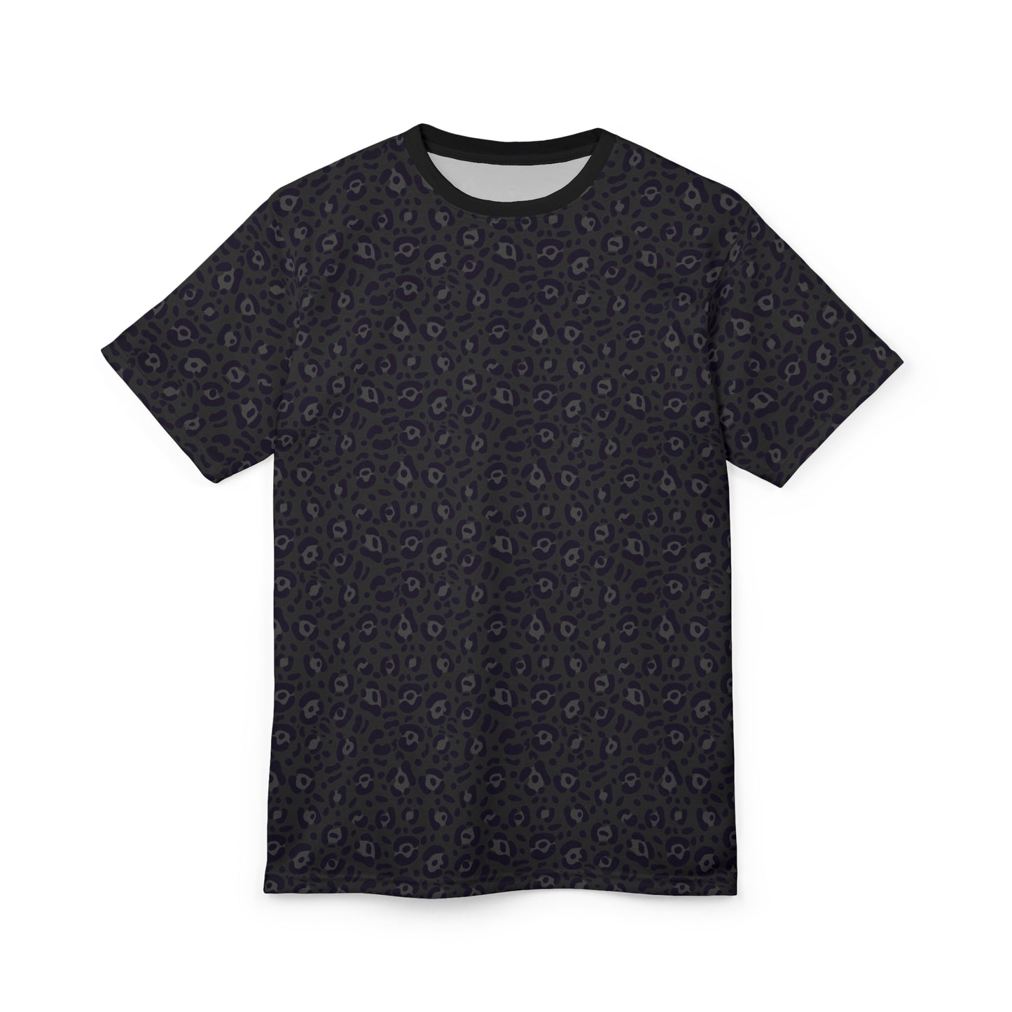 Black t-shirt on a white background Trendy Bold Black Leopard Print T-Shirt for Casual Wear