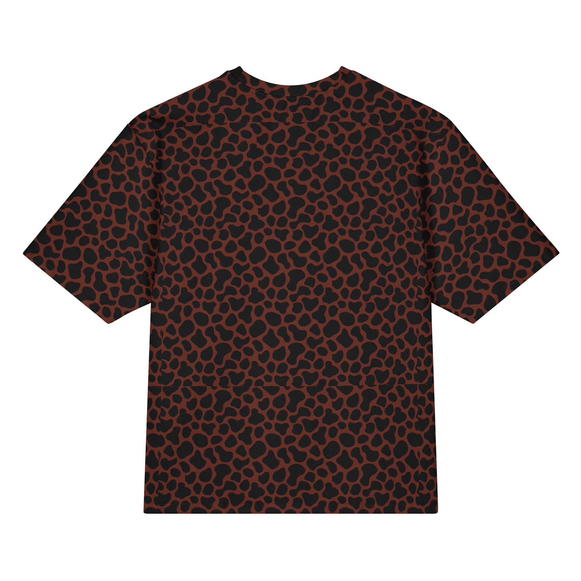 Trendy Brown Giraffe Print Oversized Cotton T-Shirt for Active Wear