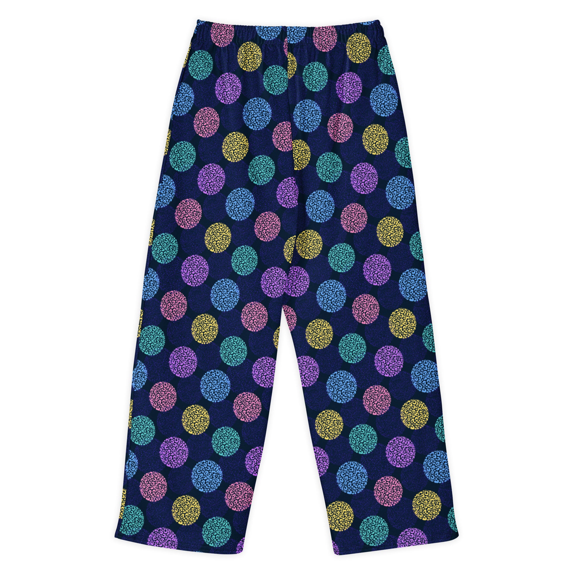 Trendy Colorful Leopard Print Circles Wide-Leg Pants for a Standout Wardrobe