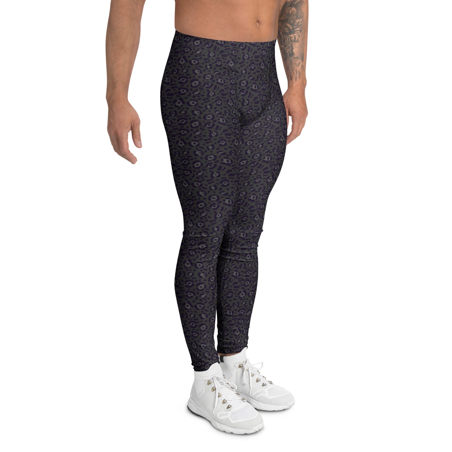 Trendy Men’s Leggings with Bold Black Animal Print