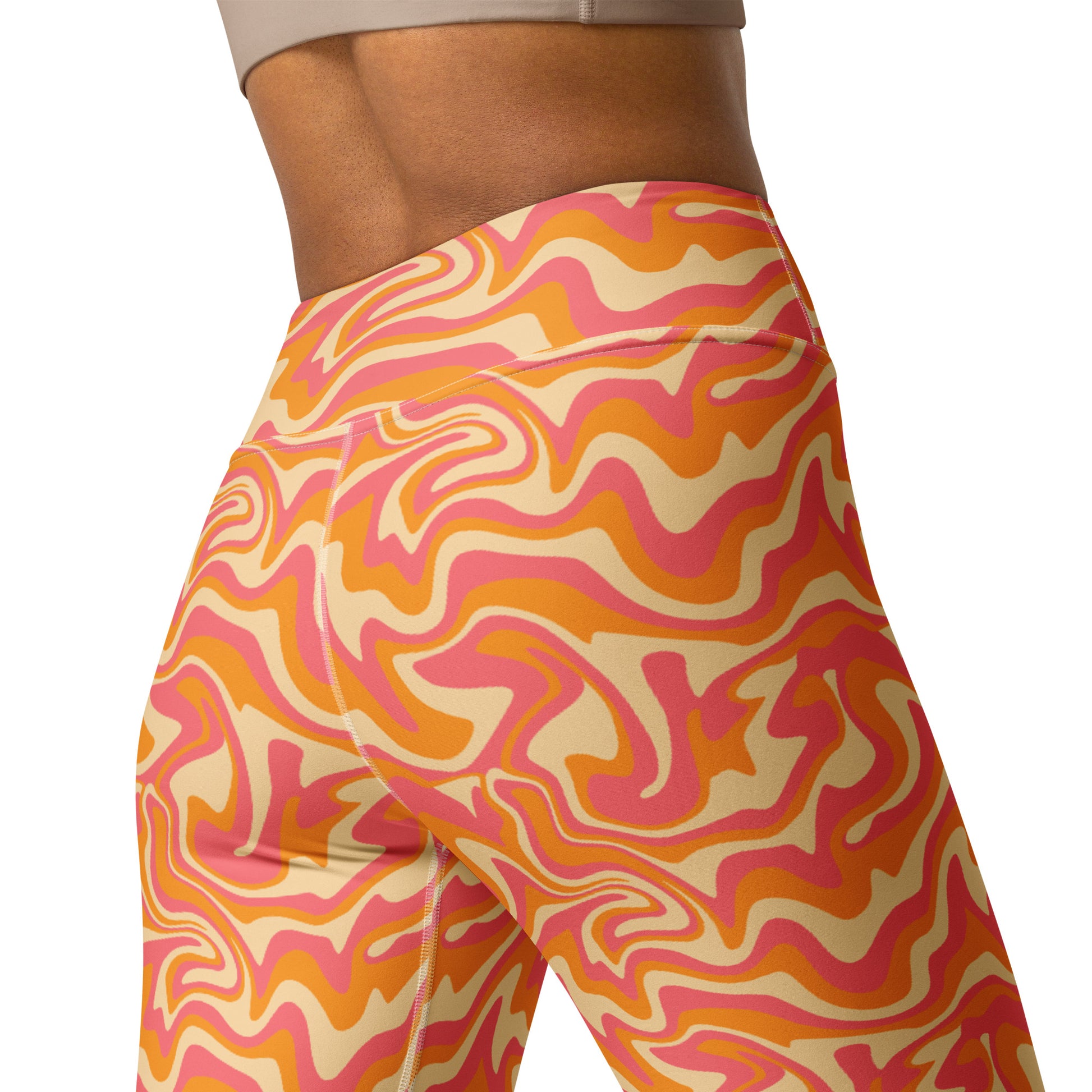 Trendy Retro Groovy Hippie Aesthetic Yoga Leggings with Bold Patterns
