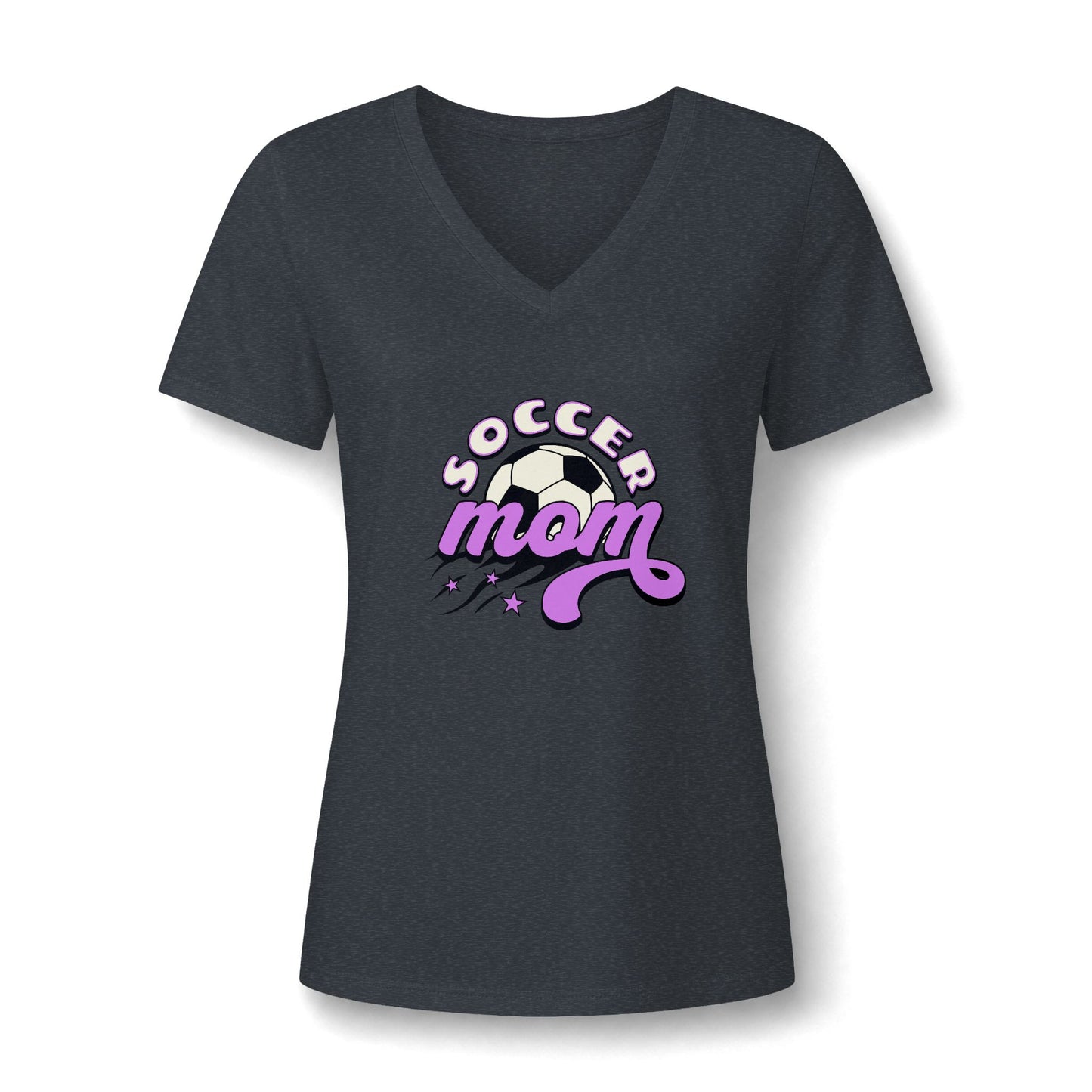 Trendy Soft Bold Soccer Mom Graphic Women's V-Neck T-Shirt for Casual Wear