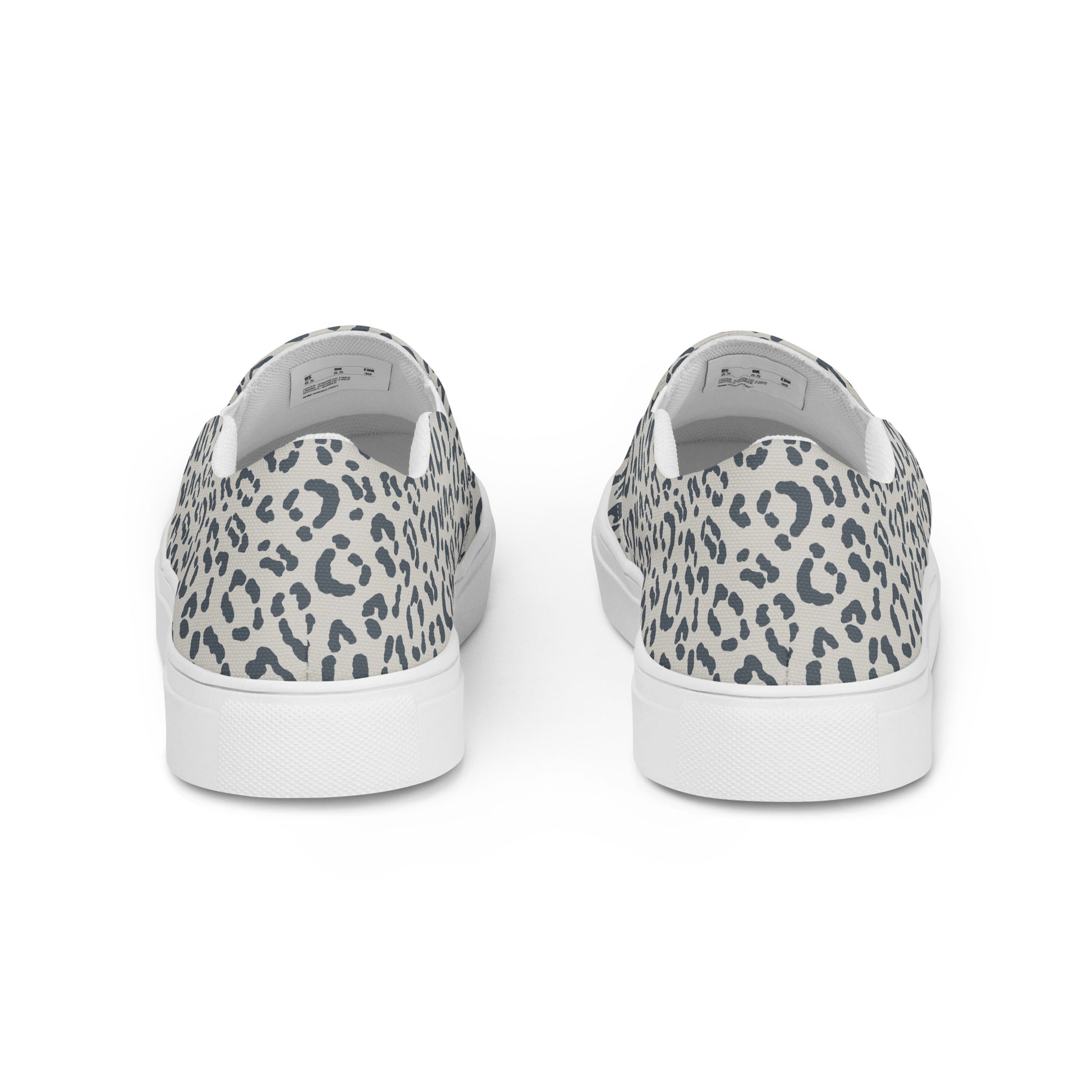 Unique Sleek Gray Leopard Print Men's Slip-On Canvas Shoes for Everyday Style