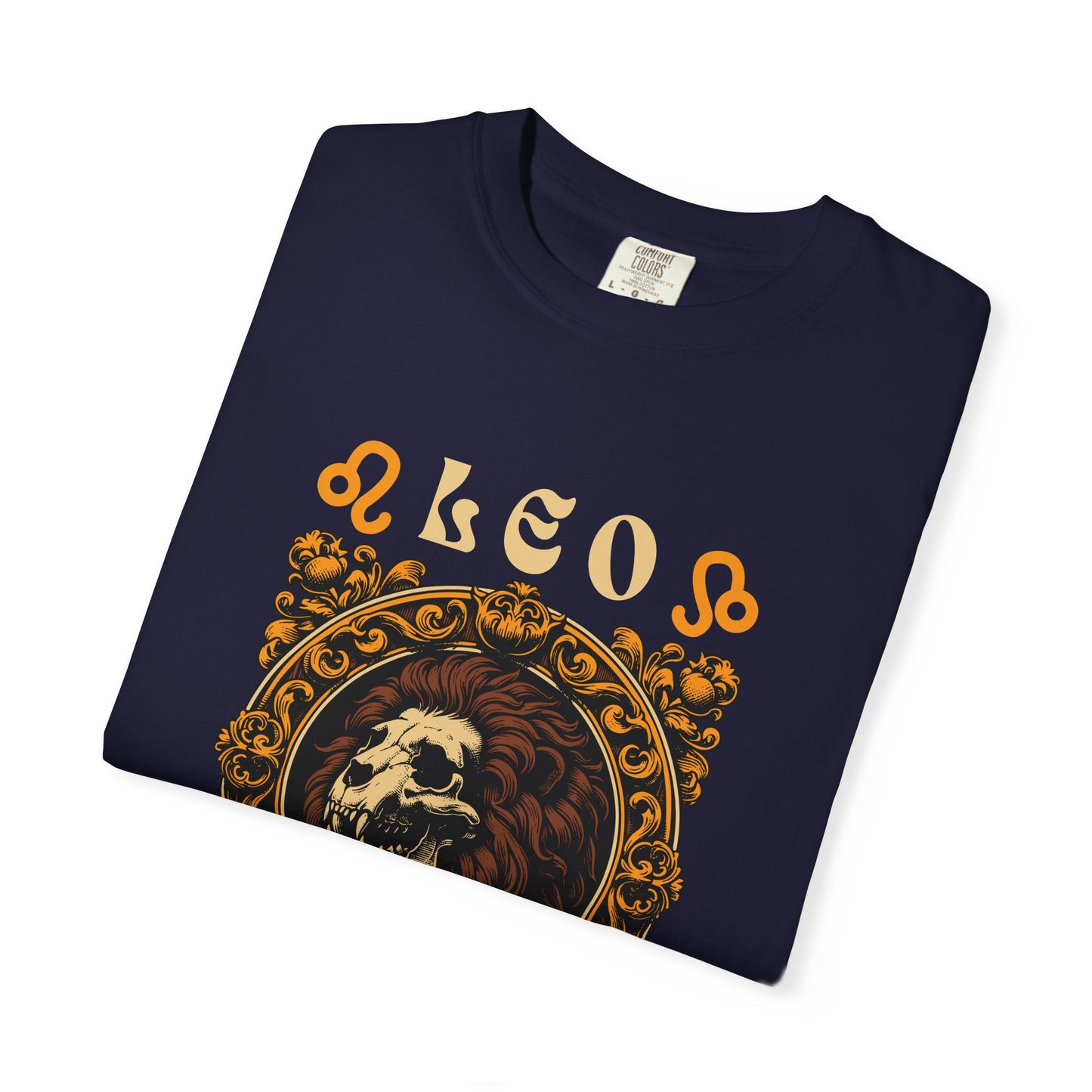 Vintage Astrology Bold Zodiac Skull Lion Leo Sign T-Shirt for Casual Wear