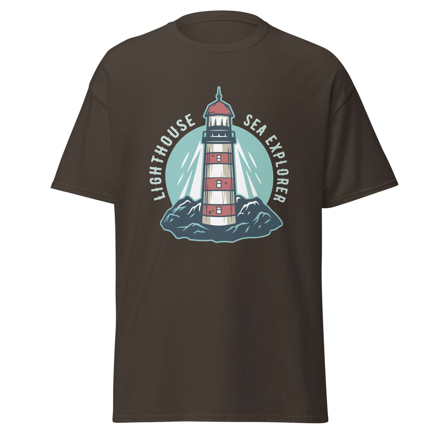 Vintage Marine Lighthouse at Mountain Nautical Sea T-Shirt Casual Wear